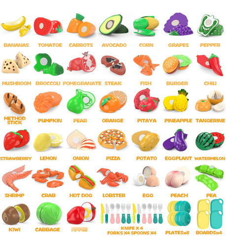 Set De Juguetes De Comida Para Niños Pequeños Con Almacenami