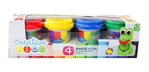 Massinha Modelar Didática Infantil Glitter Neon Pastel 4pçs