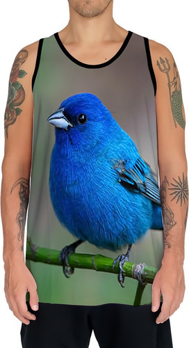 Camiseta Regata Pássaro Azulão Raça Canto Ave Natureza Hd 1