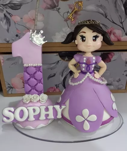 Topo De Bolo Princesa Sofia Em Biscuit. Personalizado C/nome