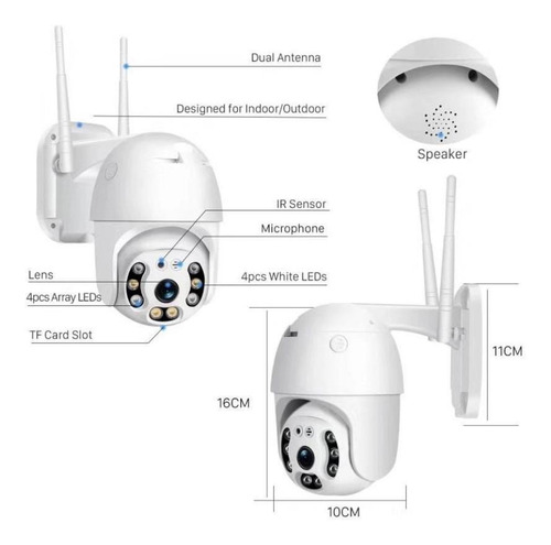 Imagen 2 de 4 de Camara Ip Wifi Exterior Vision Nocturna 2 Mp Zoom