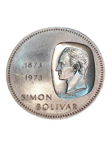 Moneda  10 Bs Doblón 1873-1973 Plata 30 Gr Venezuela        
