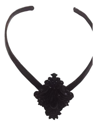 Gargantilla Rigida Color Negro Con Medallon Central
