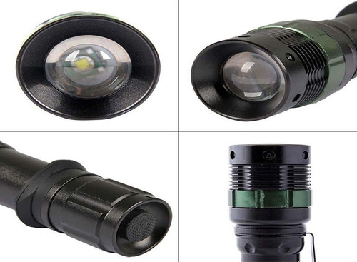 Imagen 7 de 10 de Linterna Recargable Tactica Militar Led T6 Potente Zoom Usb
