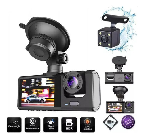 Camara Dash Cam Hd Auto Dvr App Seguridad 3 Lentes Ruta Uber
