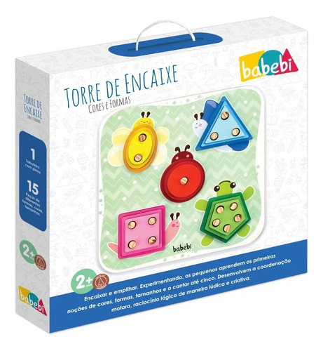 Brinquedo Educativo Torre De Encaixe Cores E Formas - Babebi