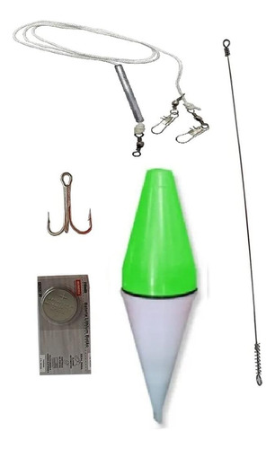 Kit Completo Boia Luminosa Verde Para Pesca De Espada C/ Led