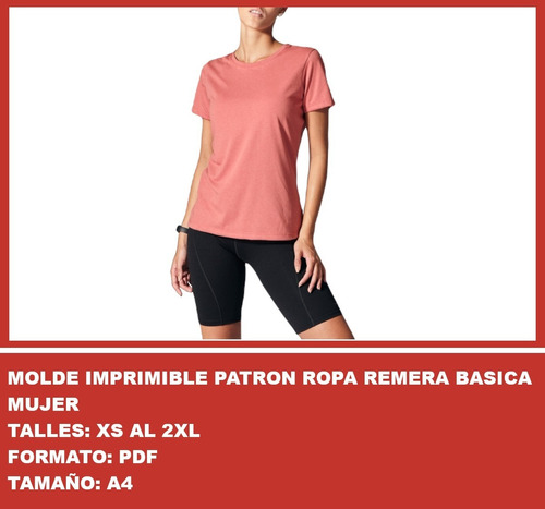 Molde Imprimible Patron Ropa Remera Basica Mujer Promo 2x1