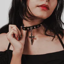Comprar Choker Gargantilha Cruz Spikes Punk Rock Gótico Alternativo