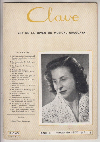 1955 Musica Revista Clave Nº 11 Tosar Perez Barrandeguy Etc