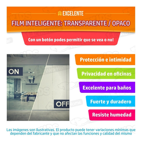 Lamina Film Intelfilm Inteligente Transparente Opaco X Mt2