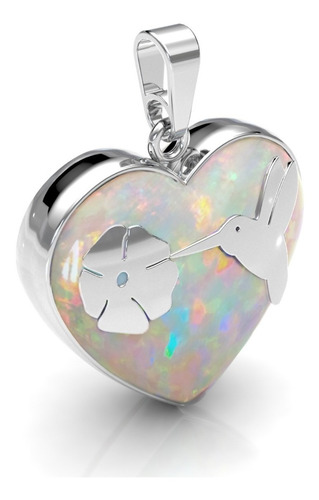 Dije Llamador De Ángel Corazón Blanco Plata .925 Agálea