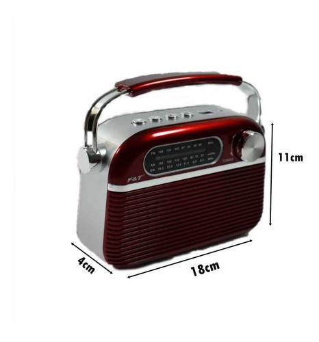 Imagen 8 de 8 de Radio Vintage Recargable Am Fm Bluetooth Usb Tf F&t Ft-951bt