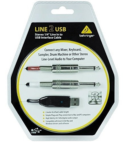 Cable Interfaz Behringer Line 2 Usb Stereo 1/4  (negro)