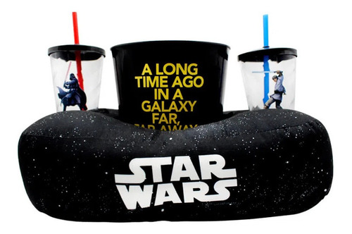 Kit Almofada Porta Pipoca Com 2 Copos Star Wars Galáxia