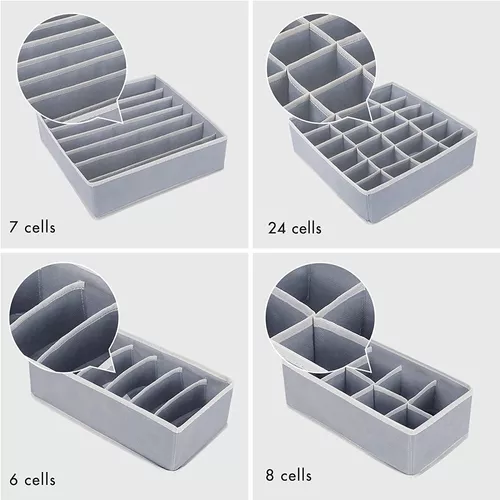 Simple Houseware Juego de 4 divisores para cajones y ropa interior para  armario, color gris