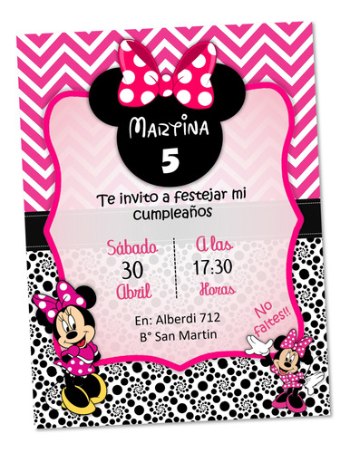 Invitación Cumpleaños Minnie Mouse Editable Imprimible