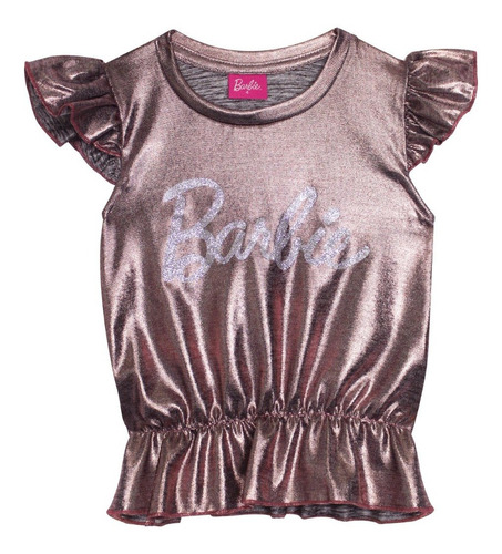 Blusa Rosa Metálico Con Mangas De Olán Marca Barbie