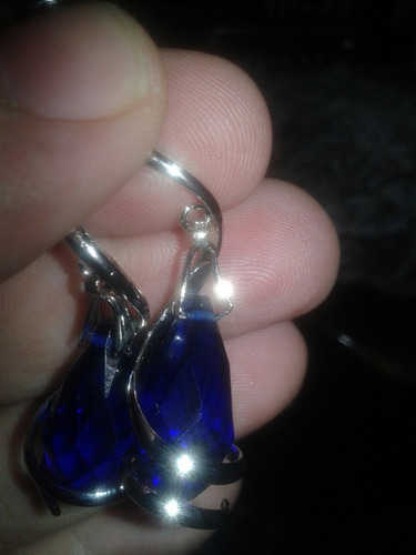 Sterling Silver Topaz Azul Dangle Hook Earrings