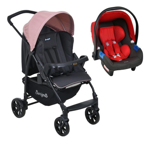 Carrinho De Bebê Ecco Cz Rosa E Bebê Conforto - Burigotto