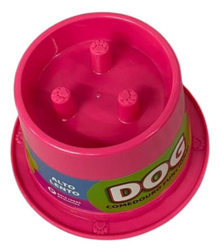 Comedouro Cães Funcional Lento Anti Formiga 250ml Rosa Neon