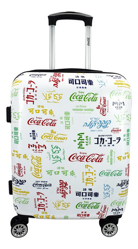 Maleta Coca Cola® Rígida Pc Chica 20 Inch Carry On Avion Color Blanco Con Colores