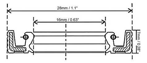 Sello De Aceite, Tc 16mm X 28mm X 7mm, Doble Labio De Caucho