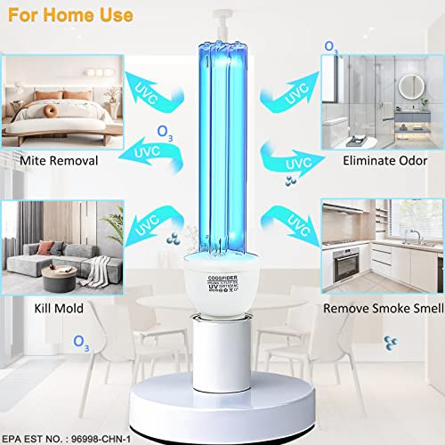 Lámpara Germicida Uv Coospider Con Ozono, Bombilla Uvc De 25