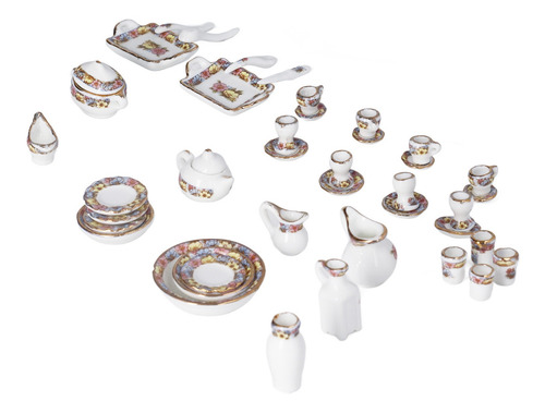Juego De Juguetes De Porcelana Para Fiesta De Té, 1:12, Simu