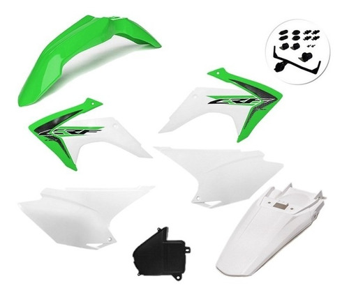 Kit De Plástico Amx Crf 230 2015 - 2021 Com Adesivo Verde