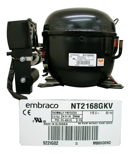 Compresor Embraco 3/4 Hp 404a 115/127v 60 Hz Bajo Consumo 