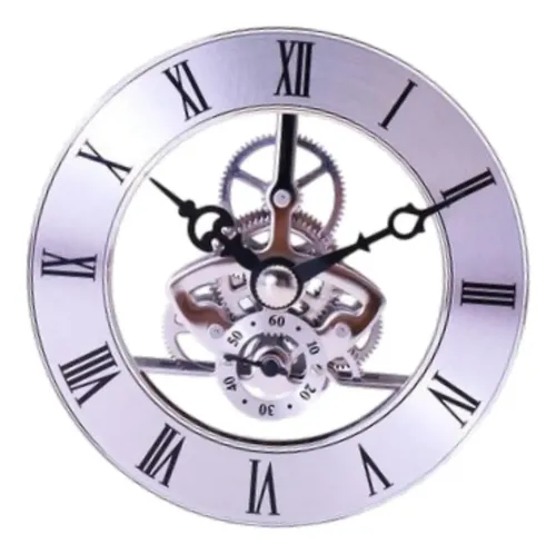 No.687　BD2026.1.30　&　four o'clockちゃん Round Clock Insert 12.6cm Replacement Clock Repair Silver