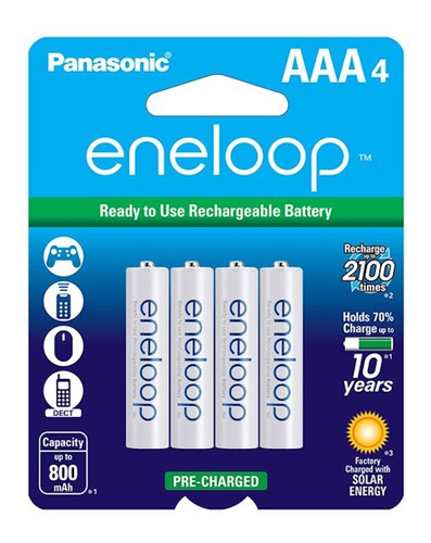 Imagen 1 de 2 de Pilas Recargables Panasonic Eneloop Aaa 800mah Pack X4