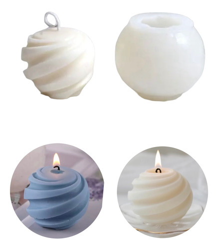 Molde De Esfera Con Espiral De Silicón. Velas, Epoxi, Jabón