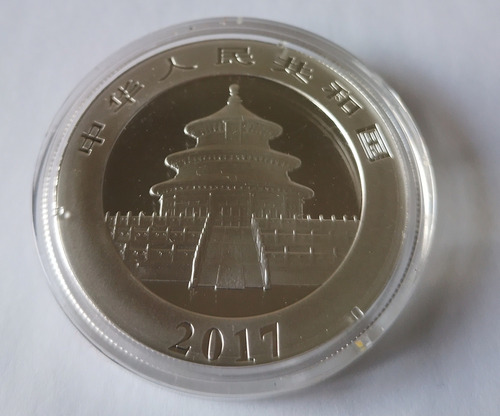 Moneda Panda Chino Plata 999 10 Yuan 2017 30 Grs. Cápsula