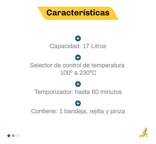 Imagen 2 de 10 de Horno Eléctrico Yelmo Yl-17 1280w 17 Litros Lh Confort