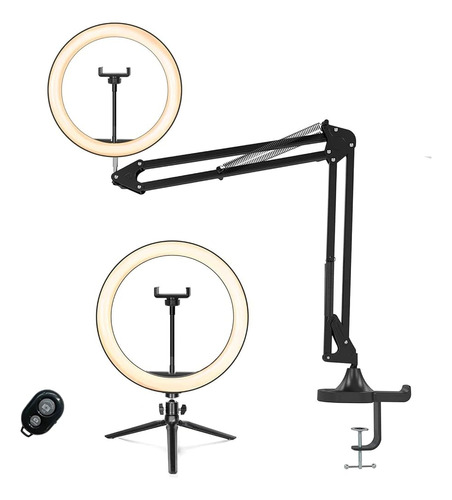 12  Ring Light Con Brazo Articulado, Led Circle Light Desk T