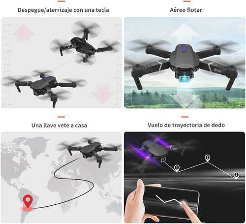 Drone Con Par Cámara 4k Quadcopter + 2batería Color Negro