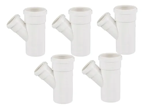 Junção Y 3 Polegadas Kit 5 Junção De Esgoto 100mm X 75mm - 4 X 3 Polegadas Branco | Frete grátis