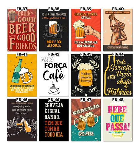 Kit 10 Quadros Placas Decorativas Bar Cerveja Area Gourmet Frases Bebidas