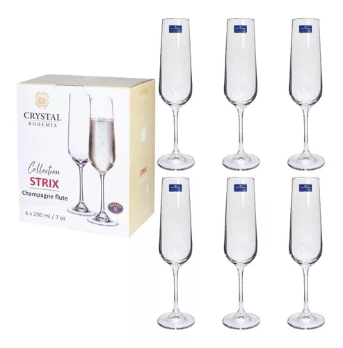 Copas Champagne Cristal Bohemia Set X 6 Strix 200ml