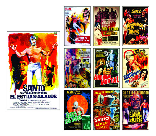 Poster Cuadro Cartel Vintage Blue Demon Santo Lucha Libre