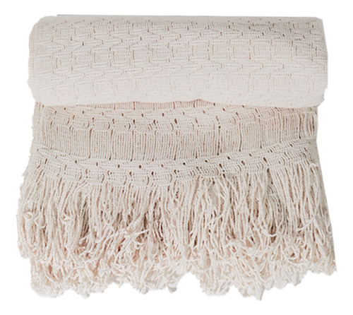 Manta Crochet / Frazada Ligera 100% Algodón Tejido Bige Chica