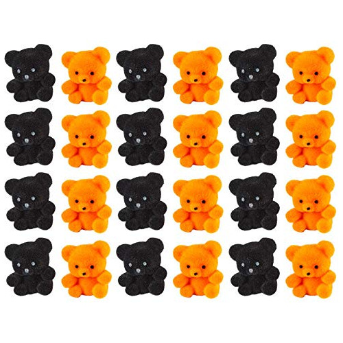 Oso Peluche Negro Naranja Flocado Miniatura 24