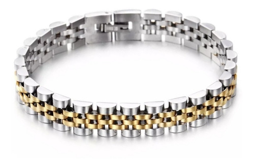 Pulsera Esclava Acero Inoxidable Oro Laminado 14k Rolex 1cm