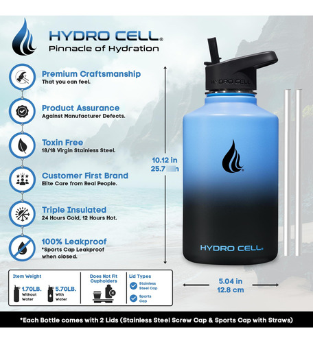 Botella De Agua Termo De Acero Inoxidable 1.89l, A Prueba De
