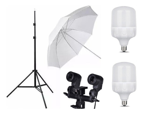 Kit Foto Estudio Tripode + Sombrilla + Socket Doble Bombill 