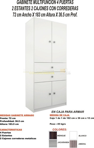 Despensero Organizador Multiuso 4 Puerta 2 Cajones Corredera
