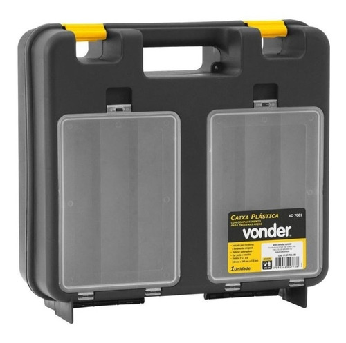 Imagem 1 de 3 de Caixa de ferramentas Vonder VD 7001 de plástico 340mm x 340mm x 130mm preta e amarela