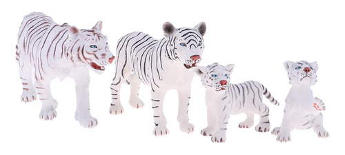 4 Piezas Simulación Blanco Tigre Figura Juguete Modelo